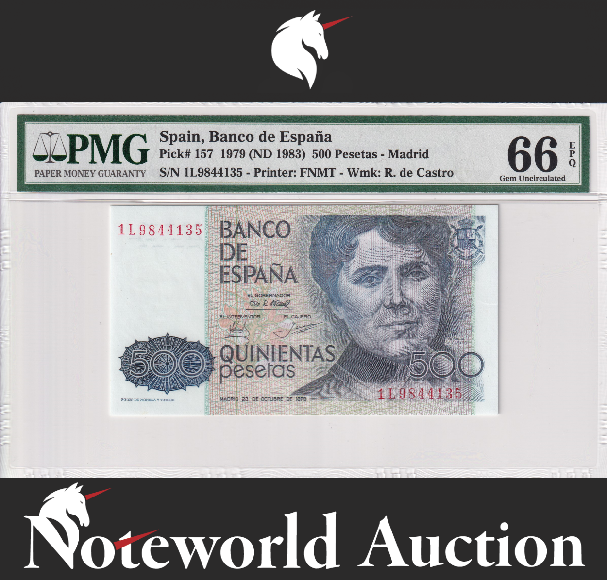 Spain Banco de España 500 Pesetas 1979 (ND 1983) P 157 UNC PMG 66 EPQ