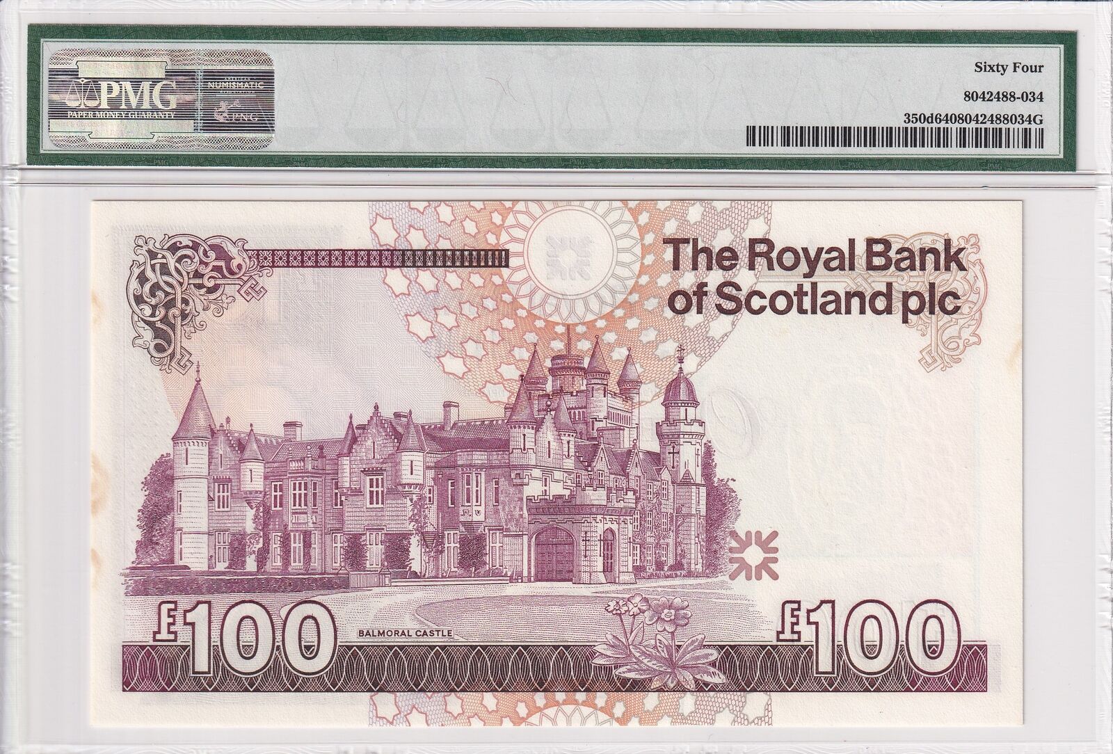 SCOTLAND ROYAL BANK 100 Pounds (2000) 2000-07 P 350d UNC PMG 64