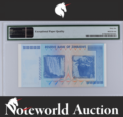 Zimbabwe Replacement ZA 100 2008 P 91* LOW S/N 0003551 UNC PMG 66 EPQ