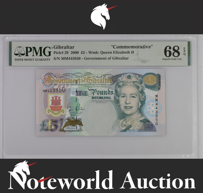 Gibraltar Commemorative £5 2000 P 29 UNC PMG 68 EPQ